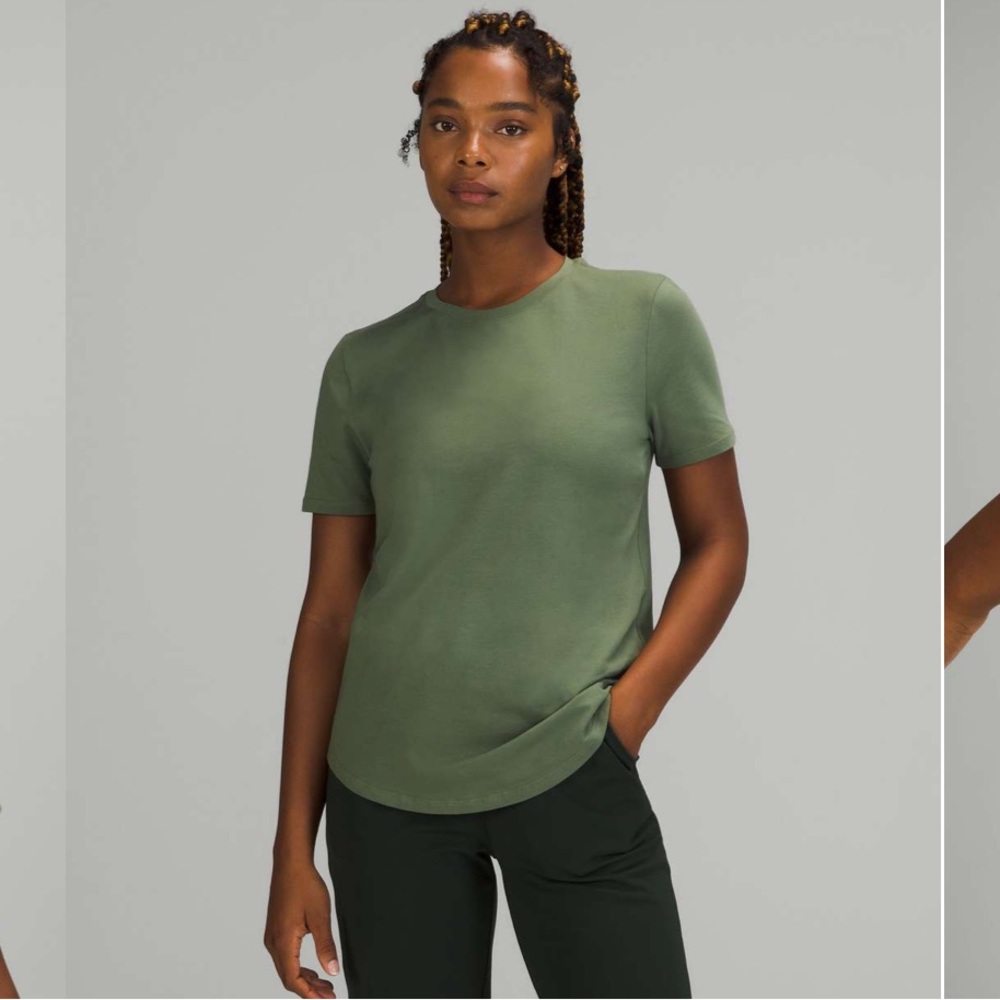 Pima Cotton Lululemon Love Tee Shirt In Green Twill